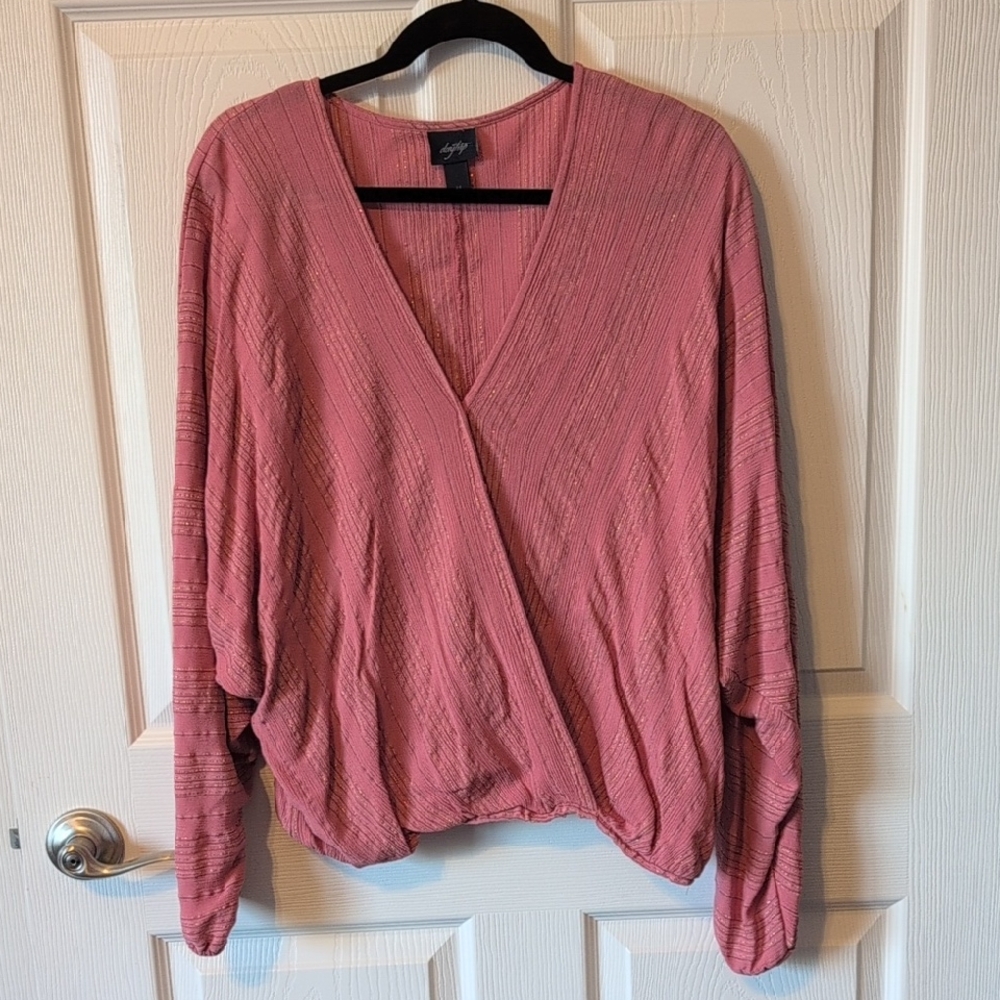 Lush Pink Relaxed Wrap Blouse